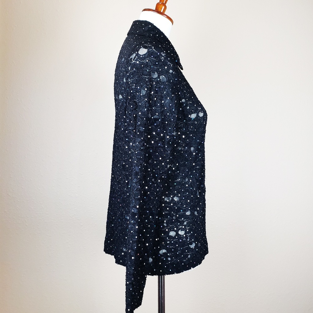 Exclusively Misook Rainbow Sequin Lace Button Down - Picture 4 of 7